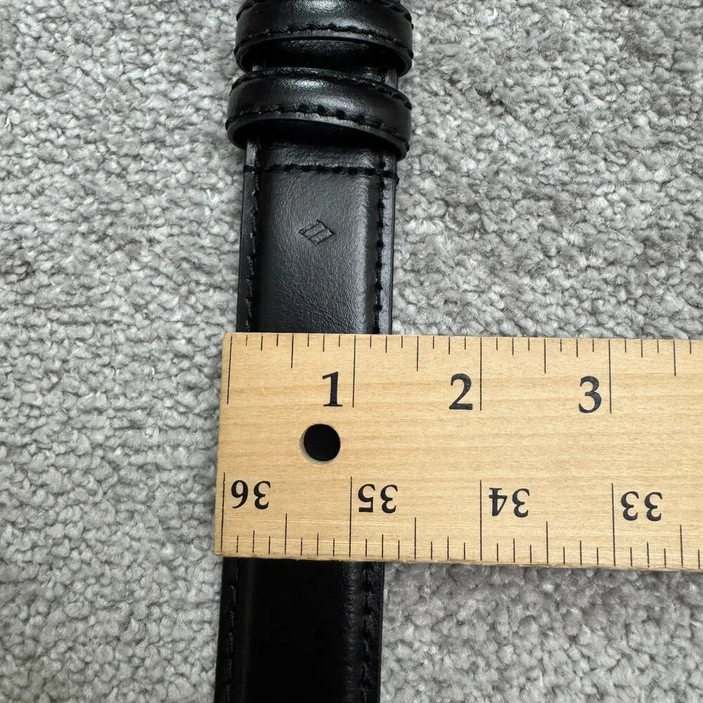 Penguin Full Grain Italian Leather Buckle Dress Belt Mens 45/115 Black Classic